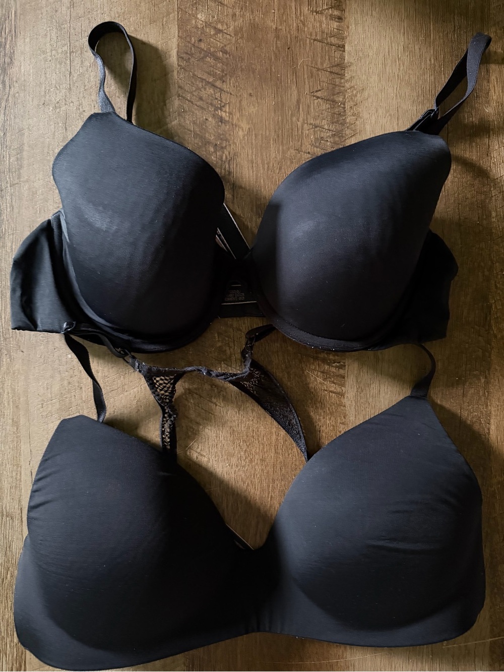 Victoria's Secret Black Smooth T-Shirt Bras Duo